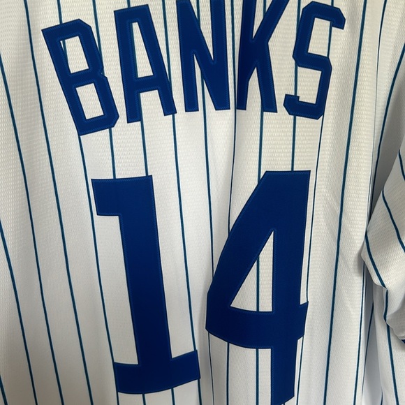 Nike MLB Blue and White Cubs Jersey Ernie Banks Mr Cub Wrigleyville - Picture 5 of 7